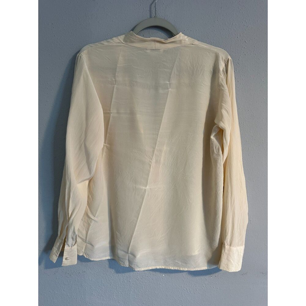 Vintage Clio 100% Silk Ivory Blouse Women's S Cream Button Front Minimalist - Picture 6 of 8